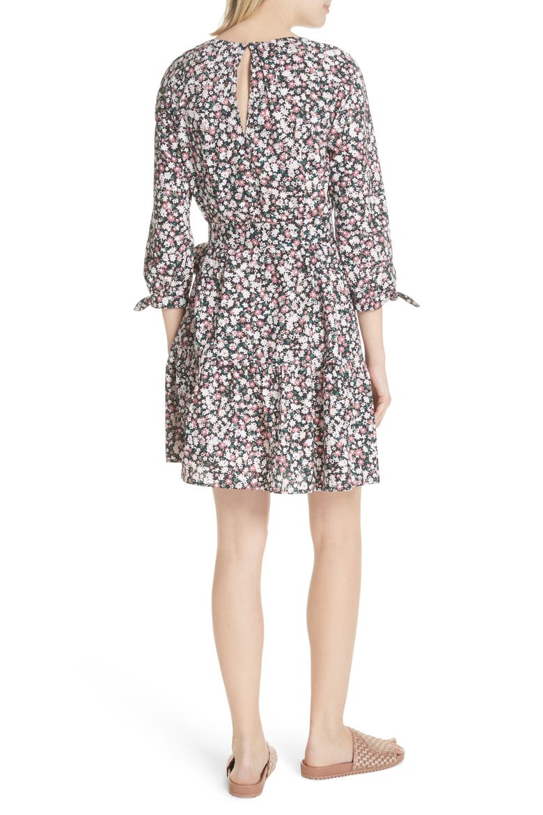 wildflower poplin dress, Alternate, color, BLACK