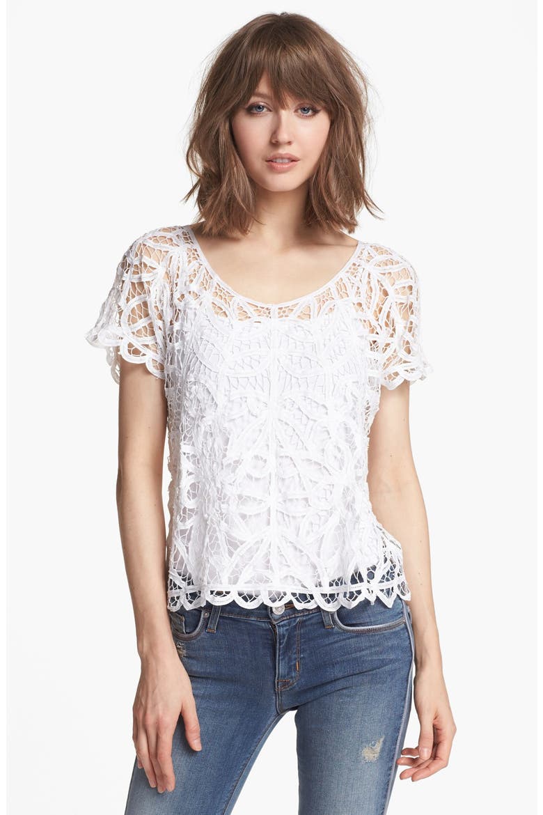 Hinge® Battenburg Lace Top, Main, color, WHITE