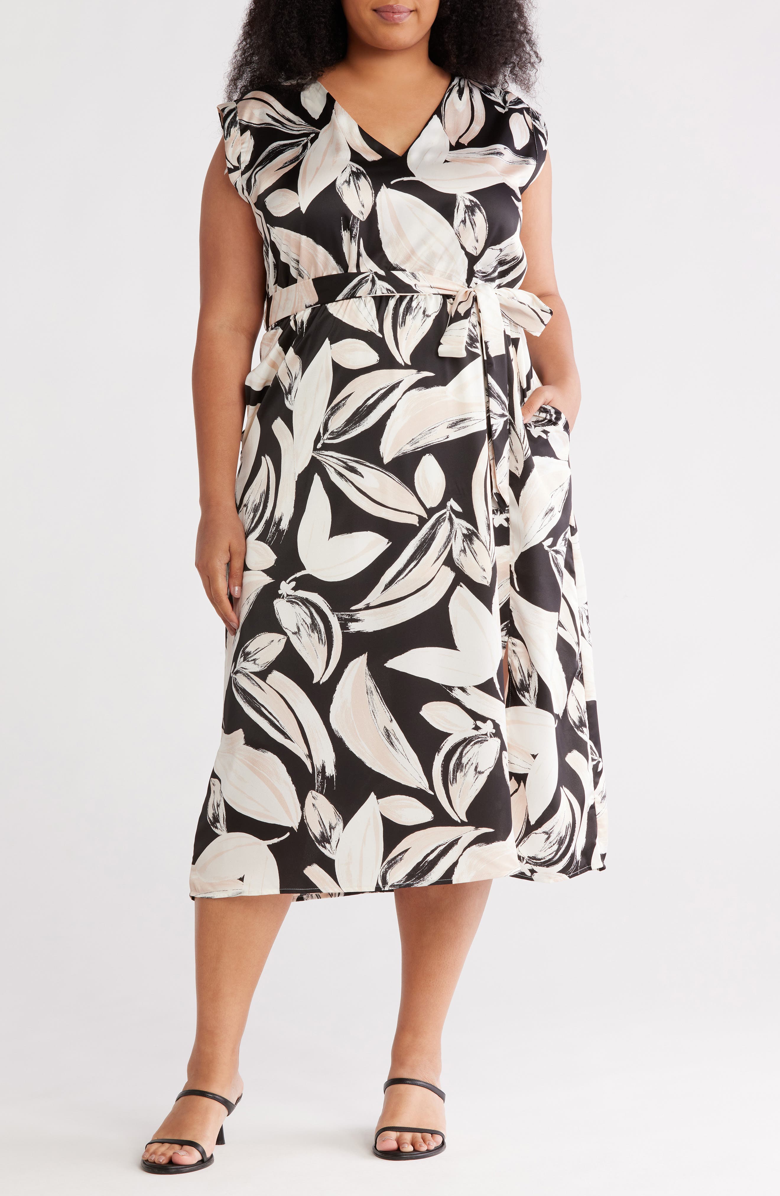 NORDSTROM RACK Sleeveless Tie Waist Midi Dress