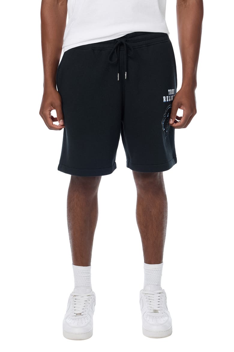 Buddha Logo Fleece Shorts, Main, color, JET BLACK