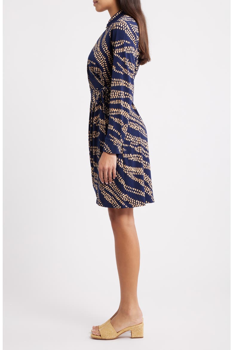 Carmela Zebra Bay Print Long Sleeve Faux Wrap Dress, Alternate, color, CROISSANT