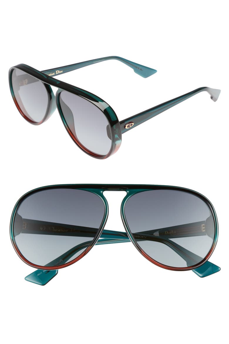 Lia 62mm Oversize Aviator Sunglasses, Main, color, GREEN/ BROWN