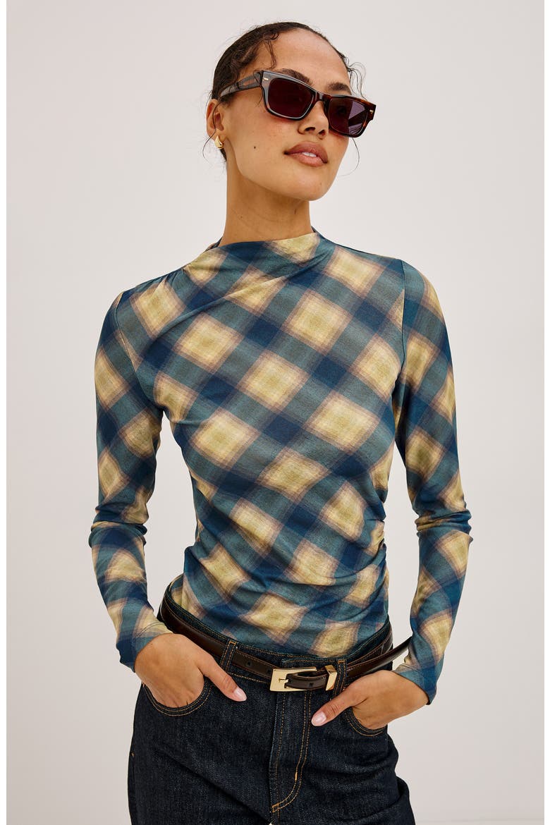 Joelle Plaid Mesh Top, Alternate, color, NAVY SAGE PLAID