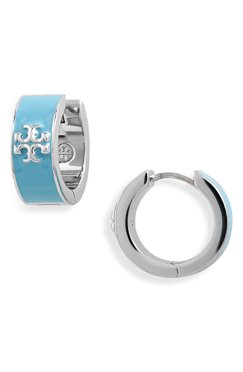 Tory Burch Kira Enamel Hoop Earrings, Main, color, 