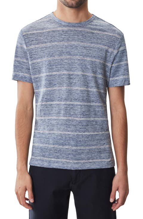 Folsom Short Sleeve Stripe Linen Blend T-Shirt