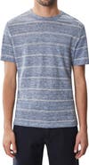 Robert Barakett Folsom Short Sleeve Stripe Linen Blend T-Shirt