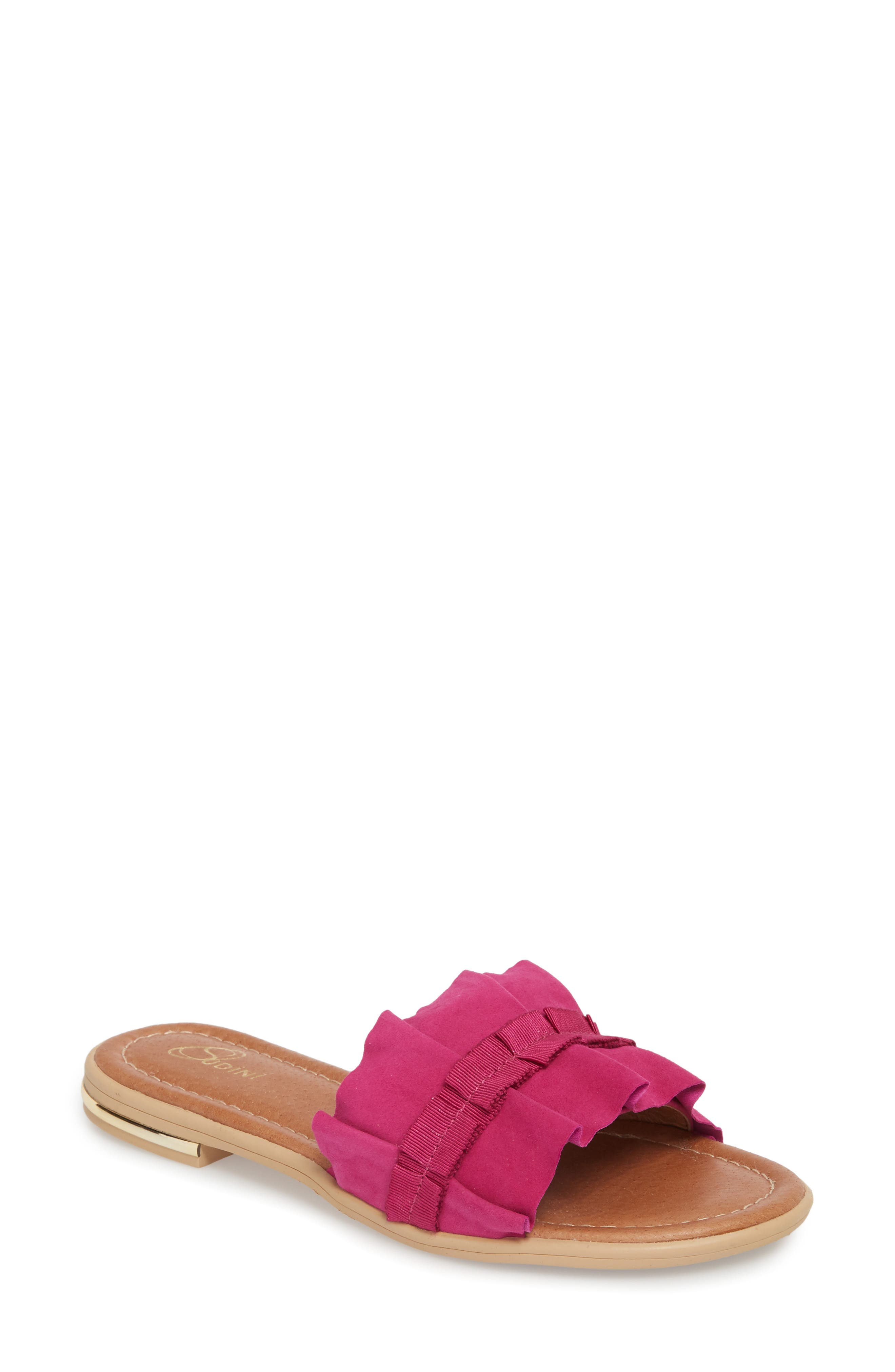 Ravenna Slide Sandal, Main, color, FUCHSIA SUEDE