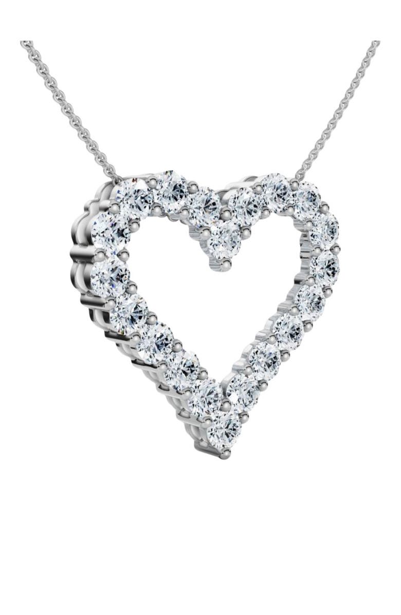 Bliss Diamond 1Ct Diamond Heart Pendant 14k Gold Lab Grown 3/4" Tall Necklace, Alternate, color, 14K White Gold