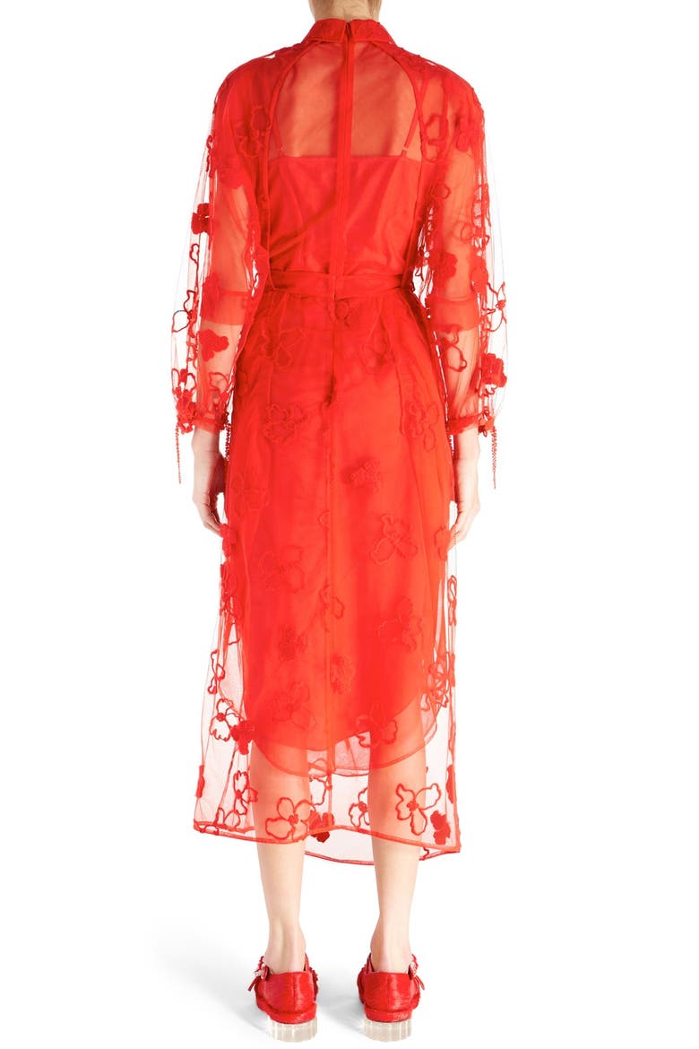 'Spooky' Floral Embroidered Dress, Alternate, color, RED