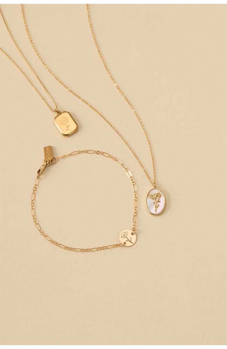 Set & Stones Audrey Birth Flower Necklace, Alternate, color, Gold / March