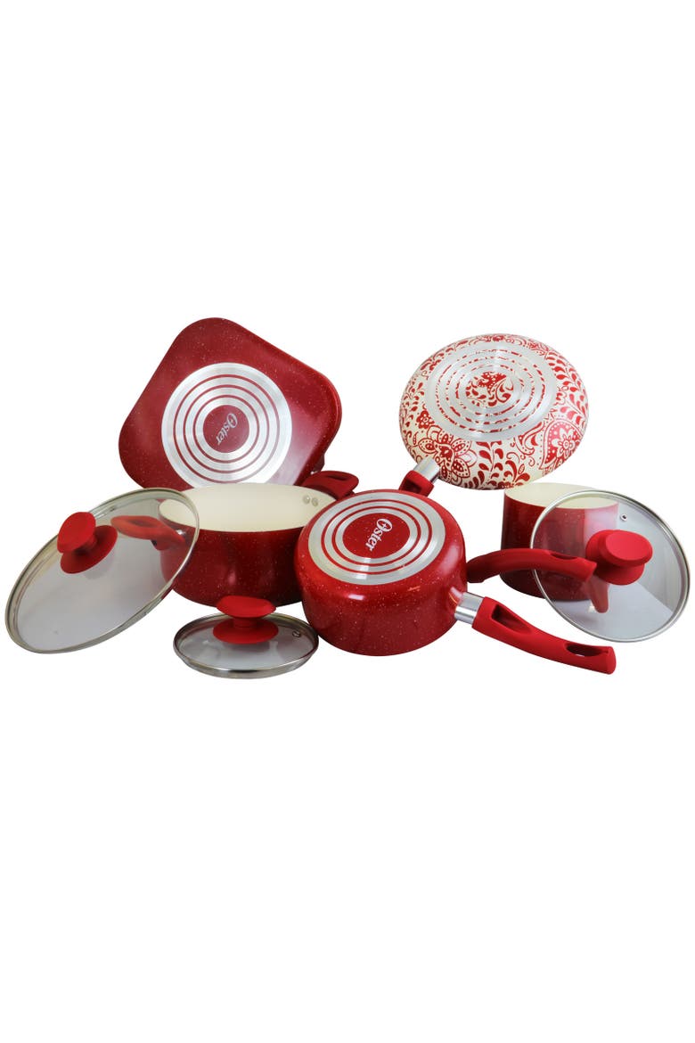 Cocina San Jacinto Aluminum Cookware Set  Speckled Finish, Set of 9, Alternate, color, Red