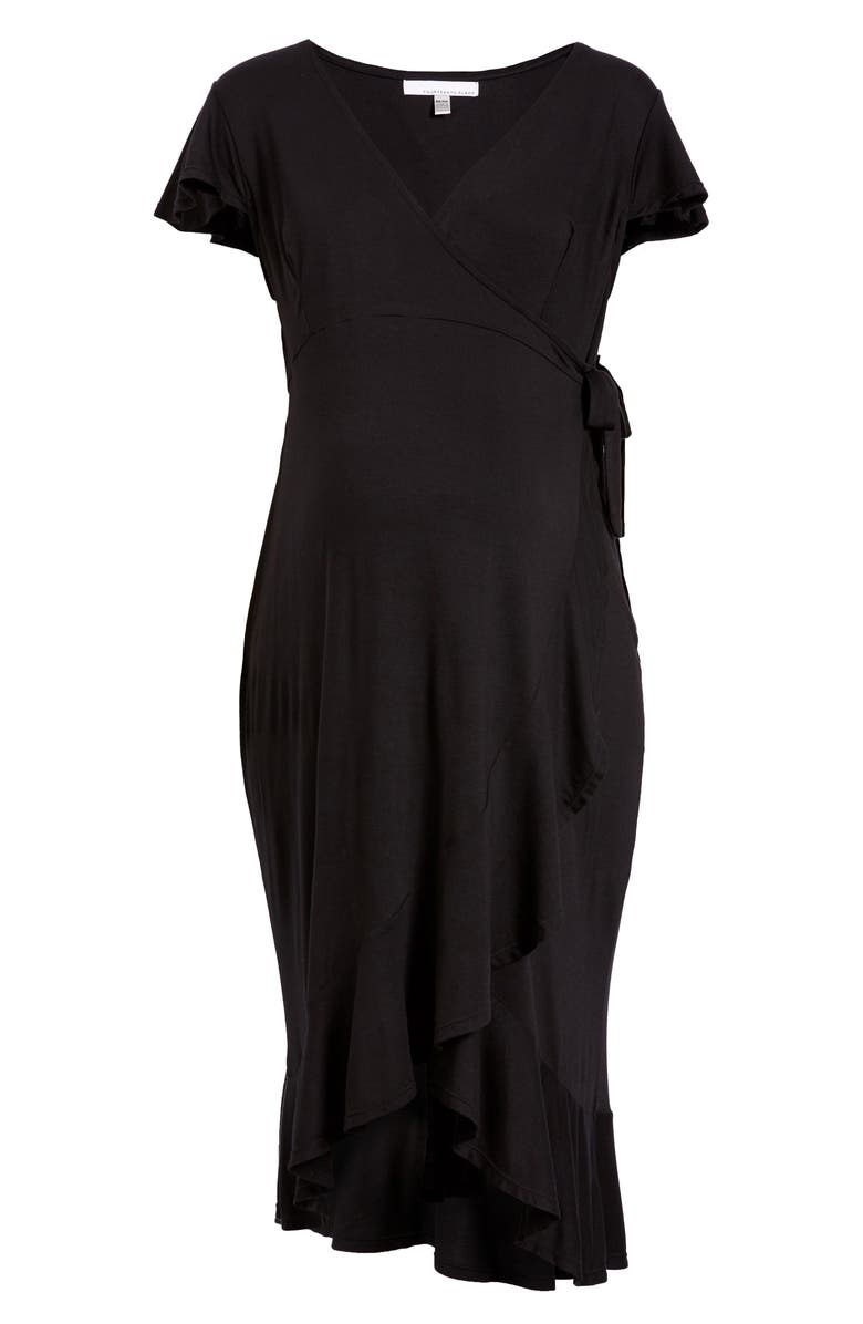 Fourteenth Place Flutter Sleeve Wrap Maternity Dress, Main, color, 