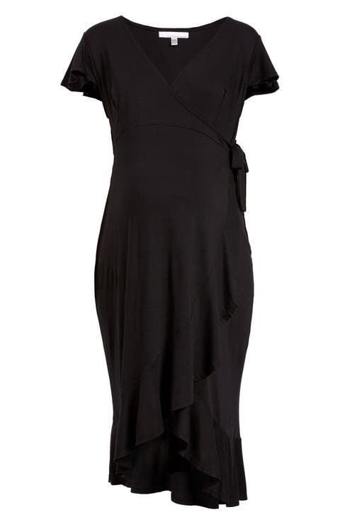 Flutter Sleeve Wrap Maternity Dress
