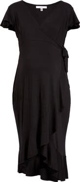 Fourteenth Place Flutter Sleeve Wrap Maternity Dress