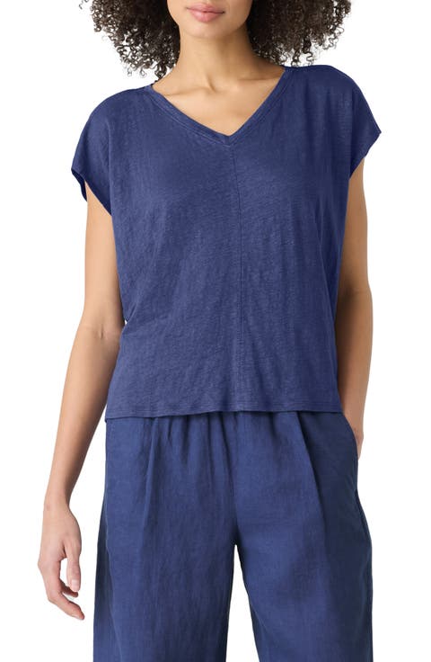 V-Neck Organic Linen T-Shirt