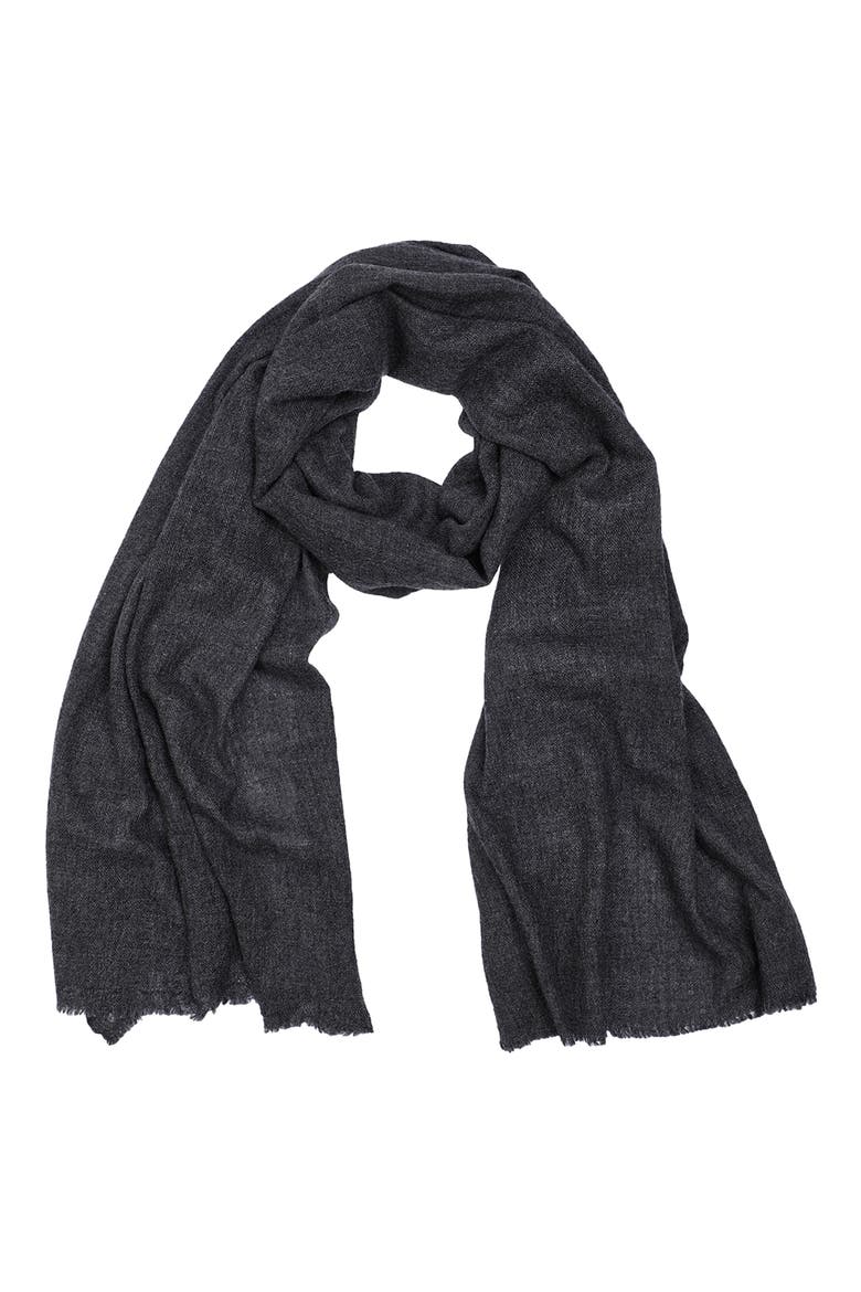 Wool Blend Fringe Scarf, Main, color, CHARCOAL