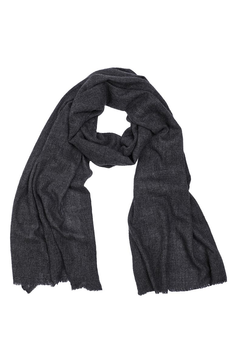 SAACHI Wool Blend Fringe Scarf, Main, color, Charcoal