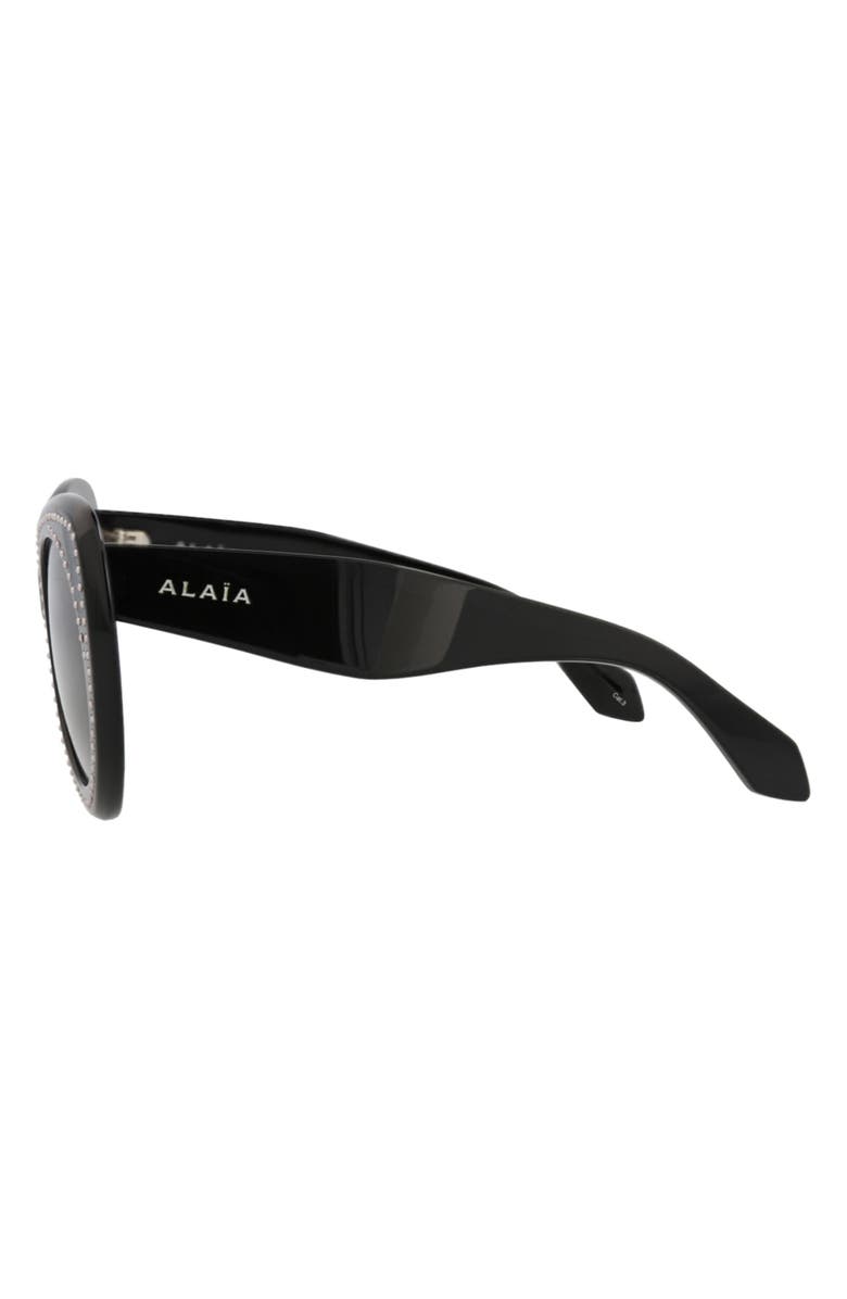 Alaïa 51mm Novelty Cat Eye Sunglasses, Alternate, color, Black Black Grey
