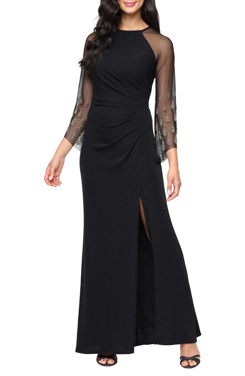 Alex Evenings Metallic Embellished Mermaid Gown, Main, color, Black Gold