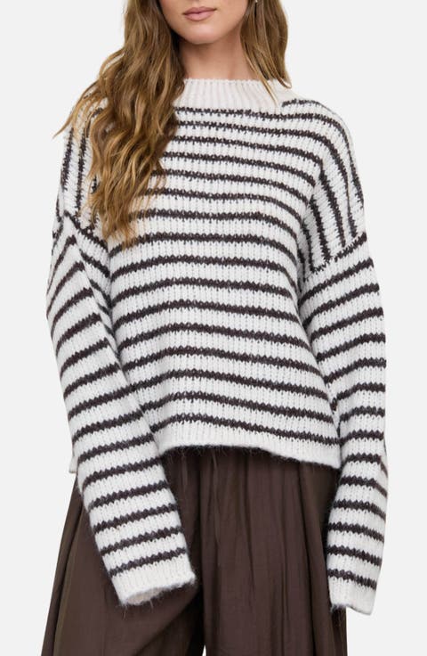 Stripe Mock Neck Sweater