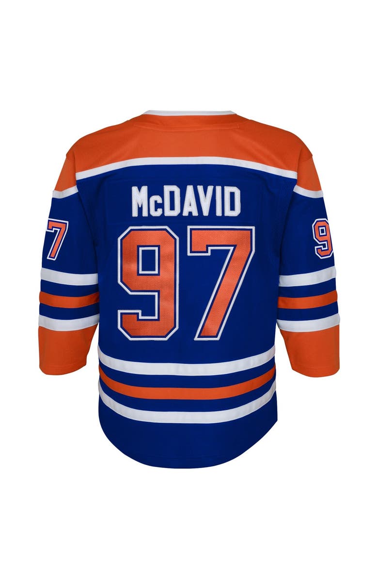 Outerstuff Youth Connor McDavid Royal Edmonton Oilers Home Premier Player Jersey, Alternate, color,