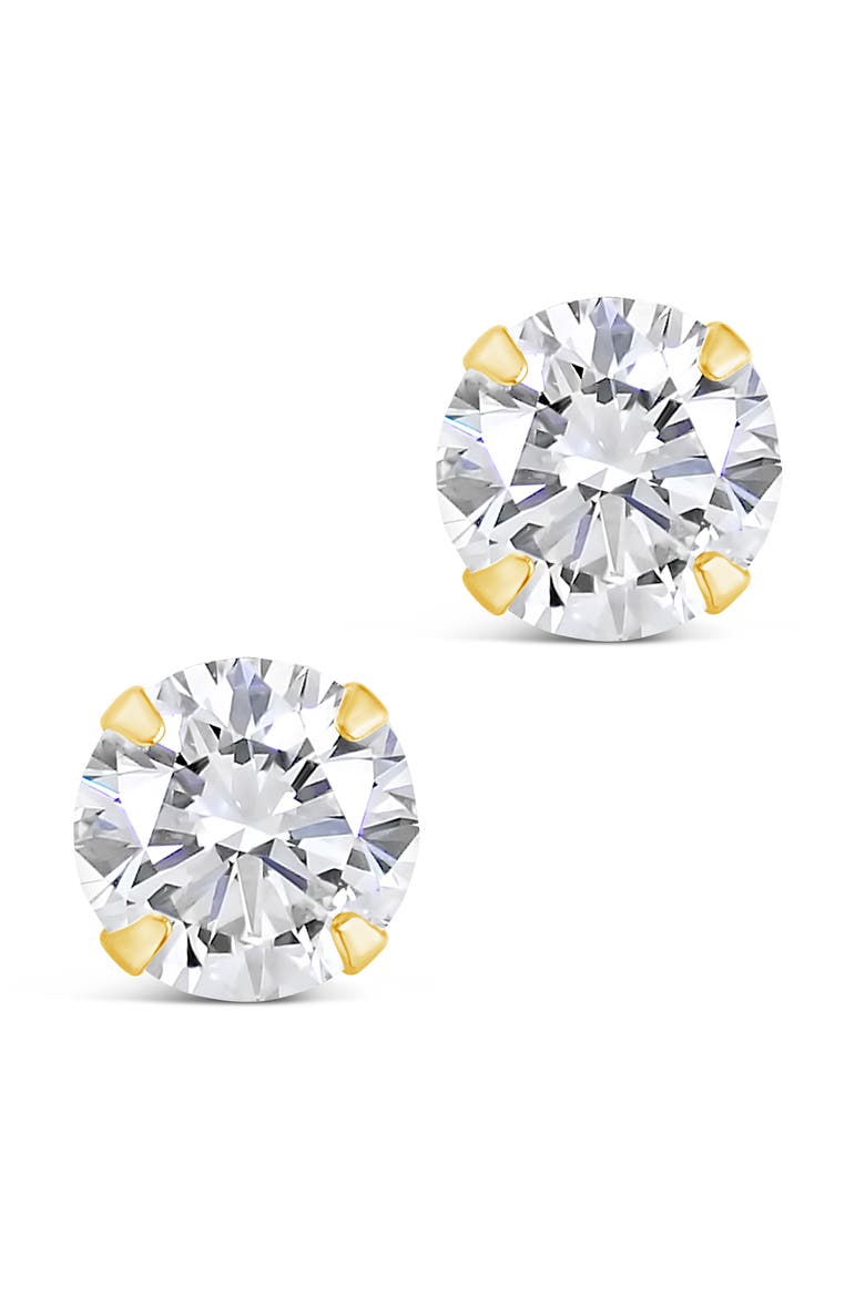 Cubic Zirconia Stud Earrings, Alternate, color, GOLD