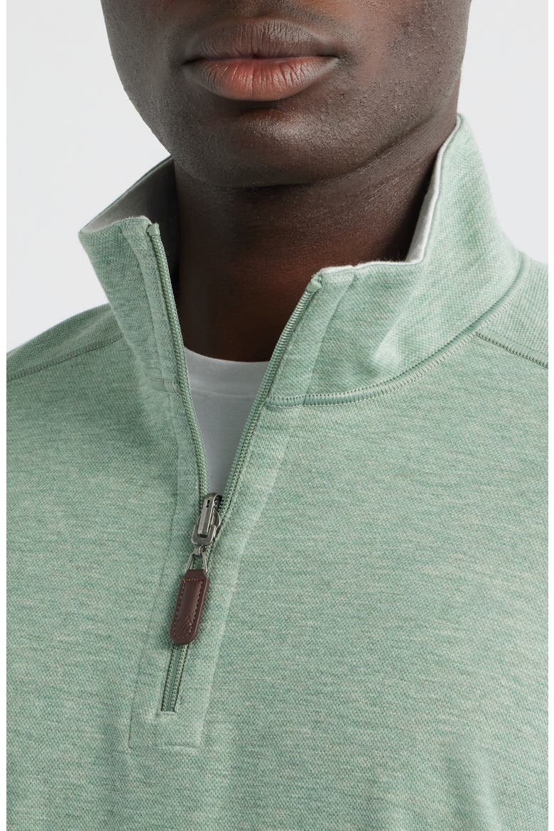 Icon Reversible Cotton Blend Quarter Zip Pullover, Alternate, color, SAGE/ WHITE
