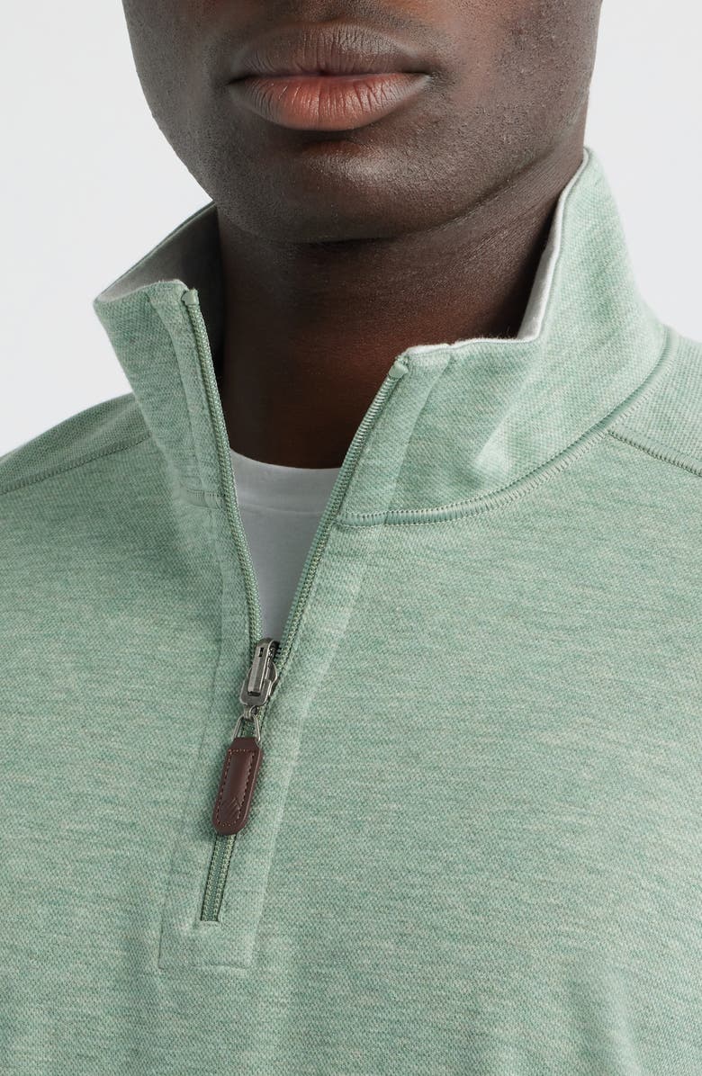 Johnston & Murphy Icon Reversible Cotton Blend Quarter Zip Pullover, Alternate, color, Sage/ White