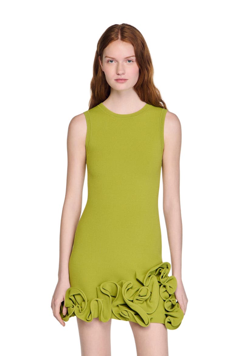 Floral knit mini dress, Main, color, Green