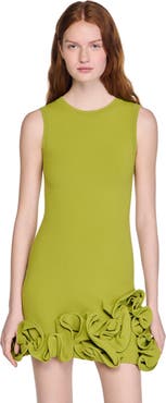 SANDRO Floral knit mini dress