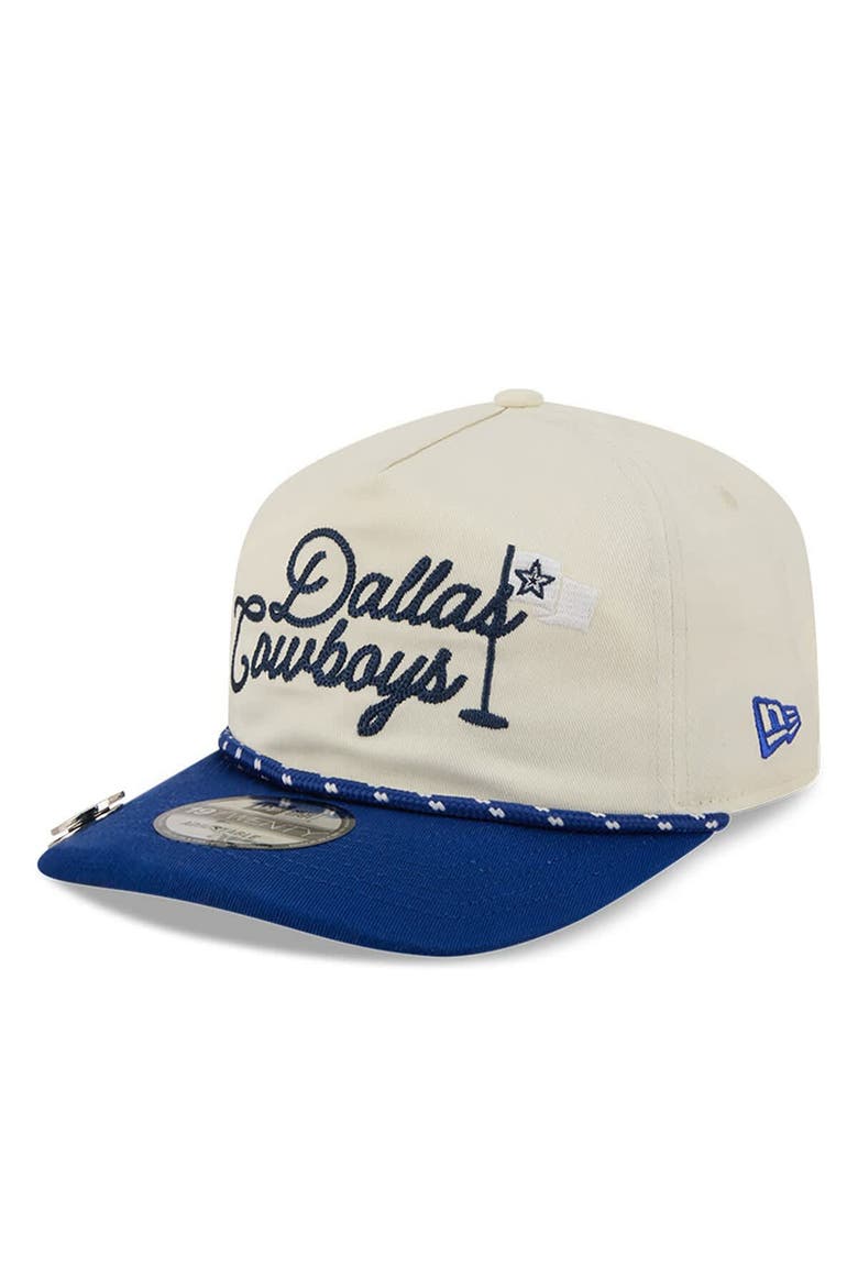 Men's New Era Cream/Royal Dallas Cowboys Golf Flag 19TWENTY Adjustable Hat, Main, color, Cream