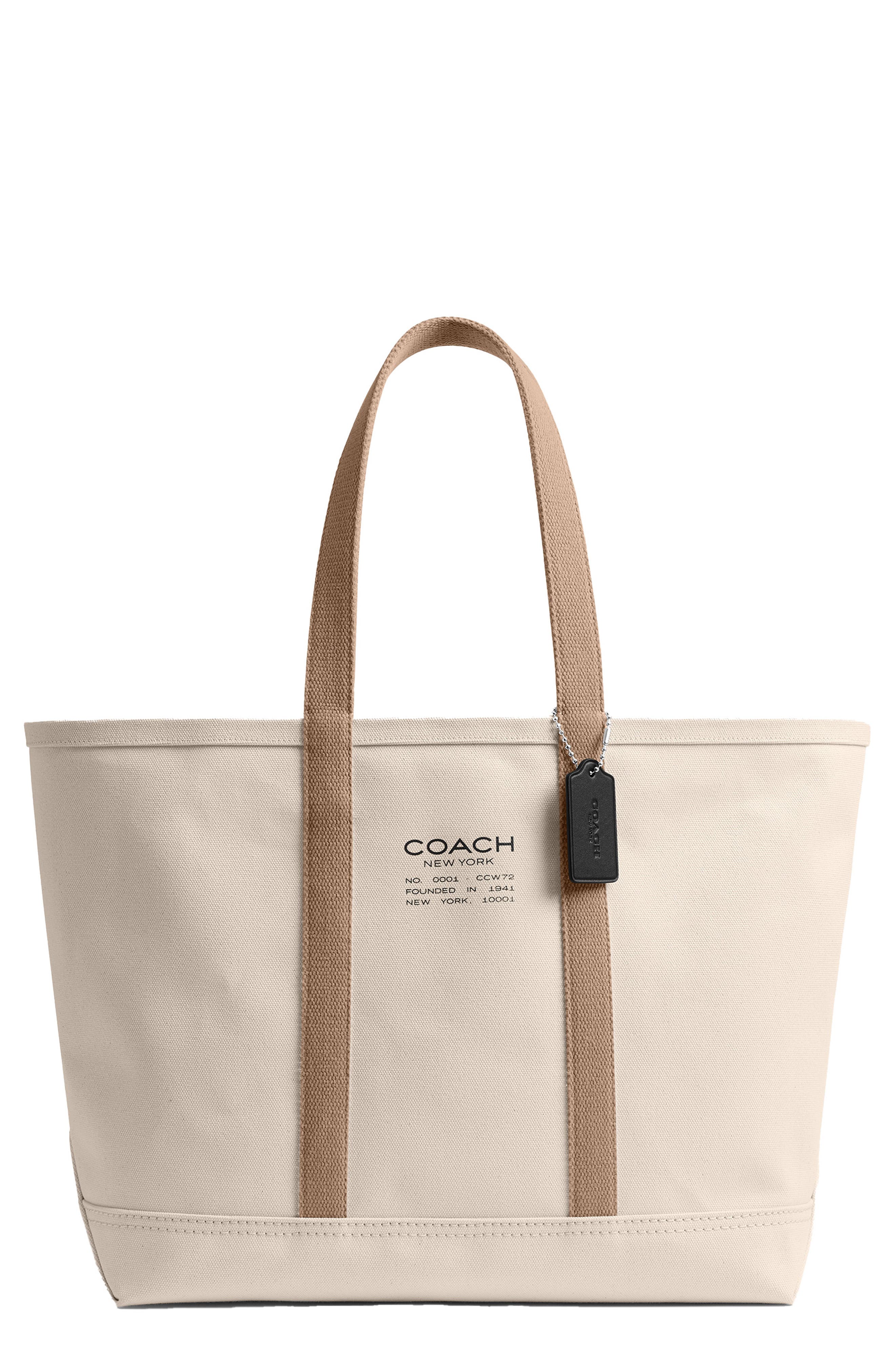 COACH Utility Canvas Tote, Main, color, Natural