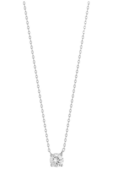 Solitaire CZ Pendant Necklace