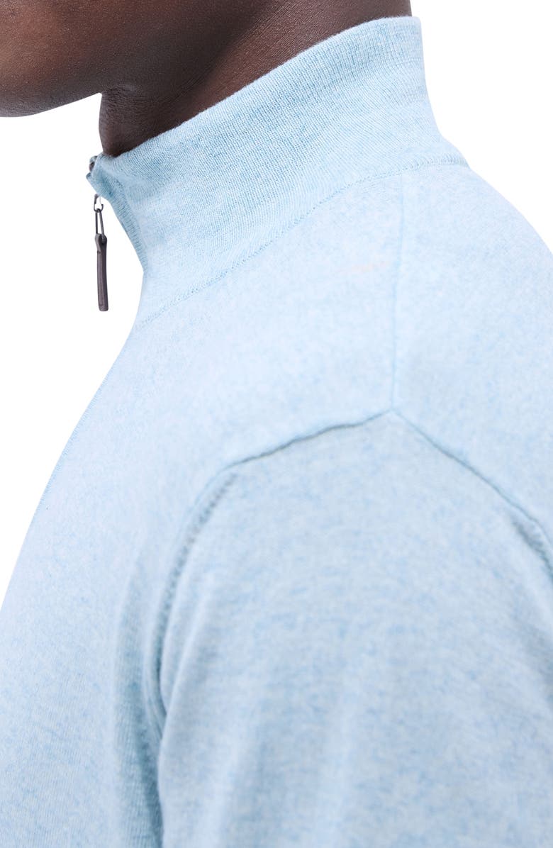 Bugatchi Quarter Zip Cotton & Cashmere Pullover, Alternate, color, Celadon