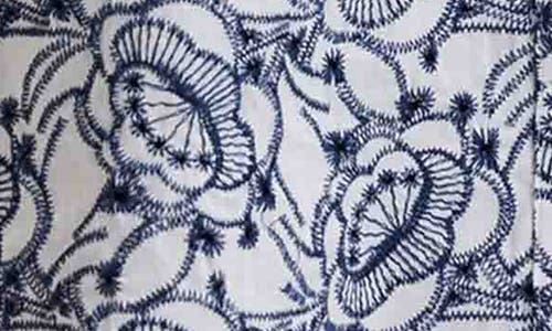 Foxcroft Zoey Embroidered Eyelet Shirt In White/navy