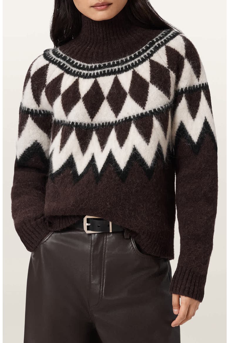 Tara Fair Isle Alpaca & Wool Blend Turtleneck Sweater, Main, color, OXBLOOD RED