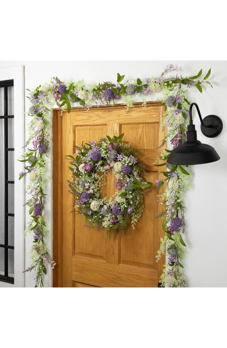 Northlight Lavender and Allium Spring Wreath - 28" - Purple, Alternate, color, Purple