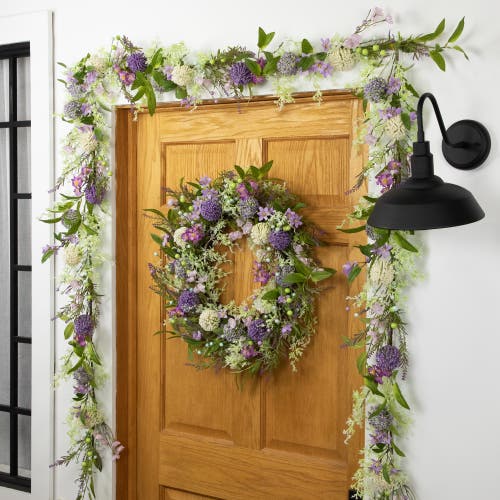 Northlight Lavender And Allium Spring Wreath In Purple