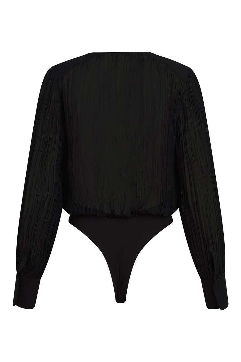 The Change Me Plissè Bodysuit, Alternate, color, BLACK