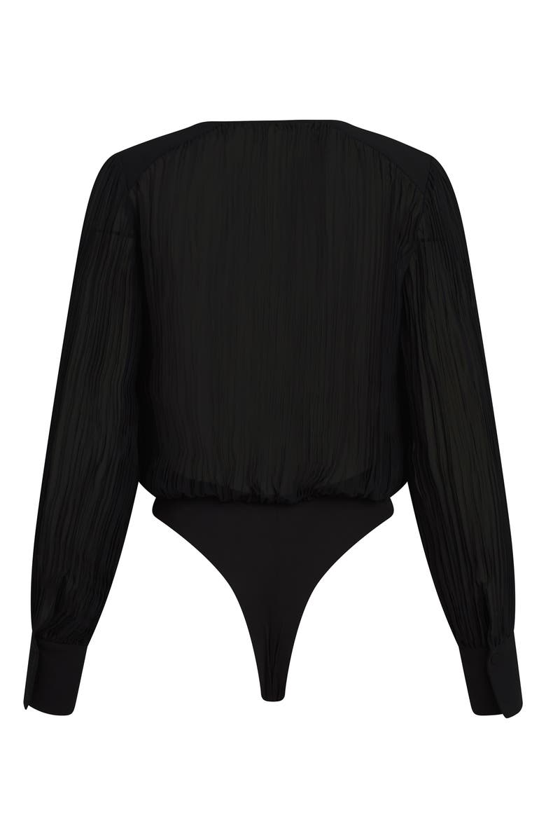 Favorite Daughter The Change Me Plissè Bodysuit, Alternate, color, Black