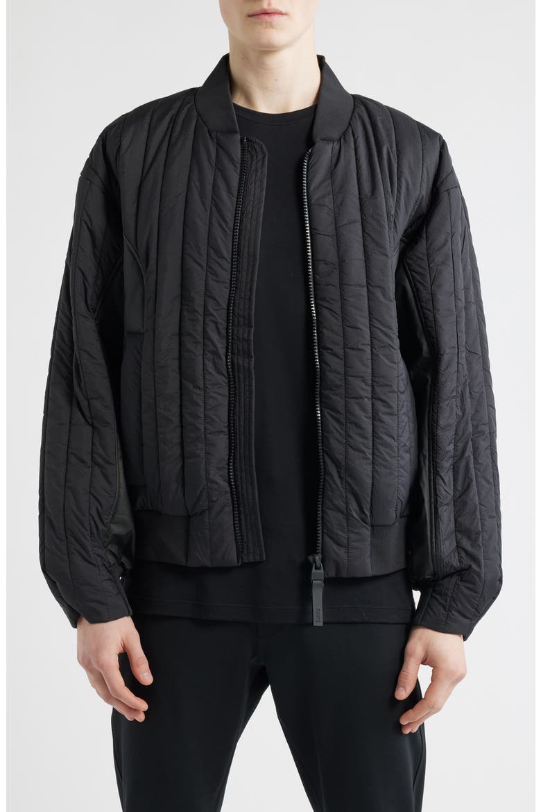 Koya Vision Quilted Bomber Jacket, Main, color, BLACK