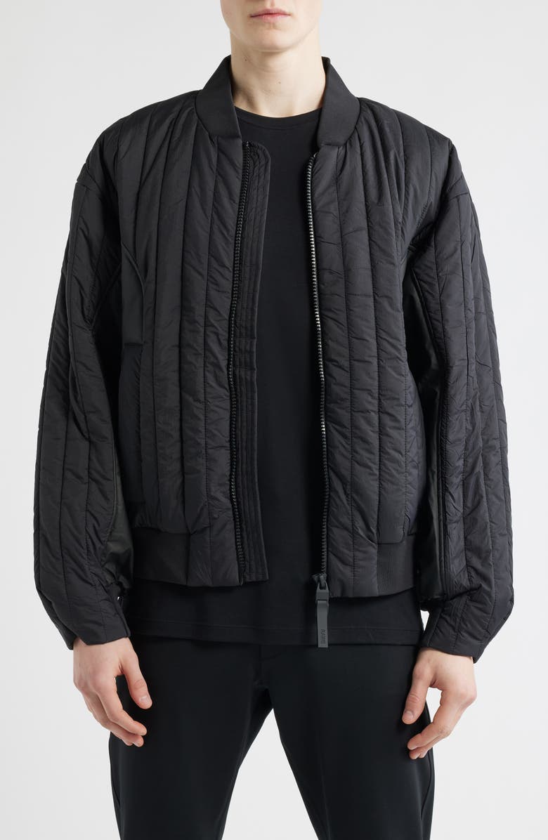 Rains Koya Vision Quilted Bomber Jacket, Main, color, Black