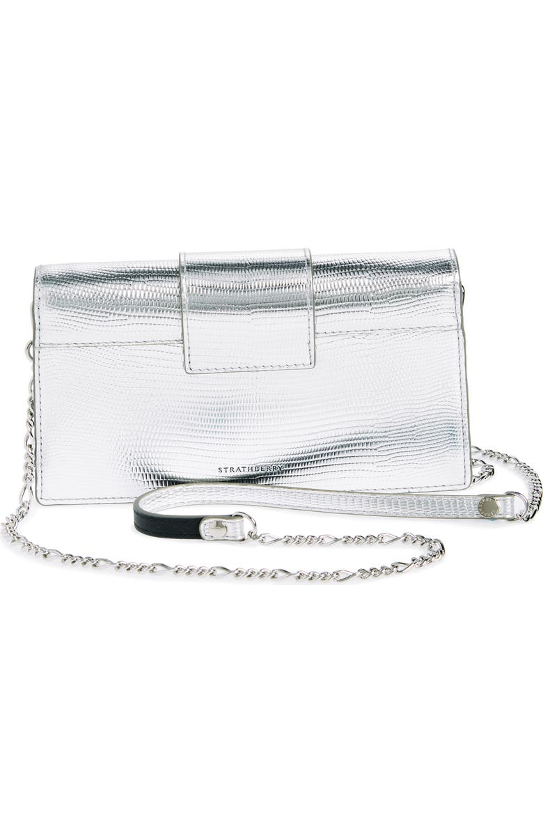 Strathberry Crescent on a Chain Lizard Embossed Leather Shoulder Bag, Alternate, color,