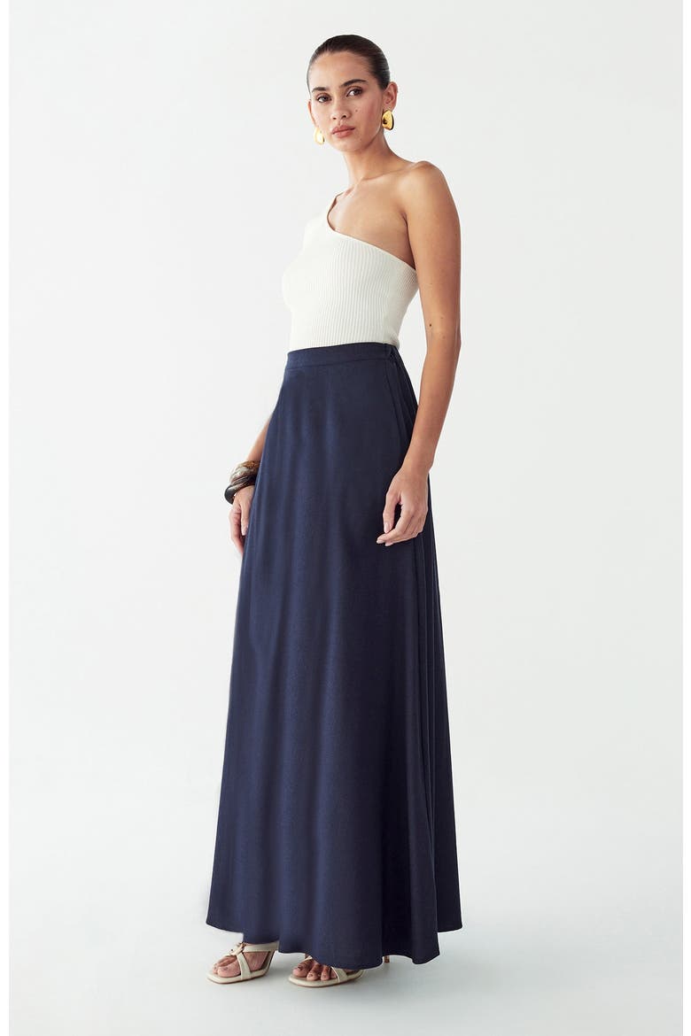 Isla Maxi Skirt, Alternate, color, Navy Blue