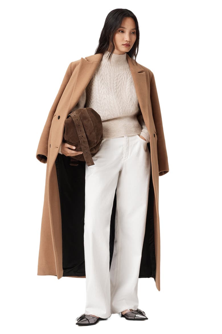 Nellie Double Breasted Wool Blend Coat, Alternate, color, RATTAN BROWN