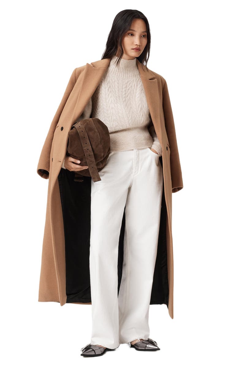 AllSaints Nellie Double Breasted Wool Blend Coat, Alternate, color, Rattan Brown