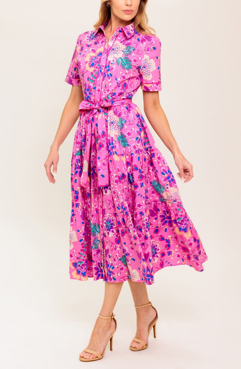 FLYING TOMATO Button-Up Fit & Flare Midi Dress, Alternate, color,