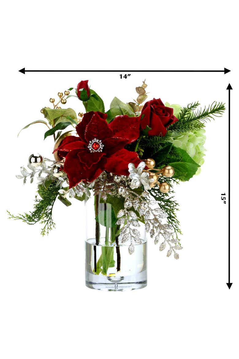 Jeweled Poinsettia Christmas Vase, Alternate, color, Deep Red
