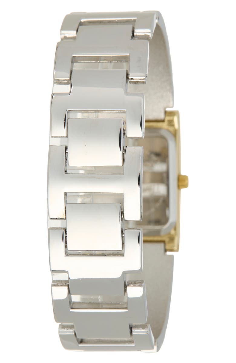 True Religion Buddha Face Square Bracelet Watch, 22mm, Alternate, color, White/ Two Tone