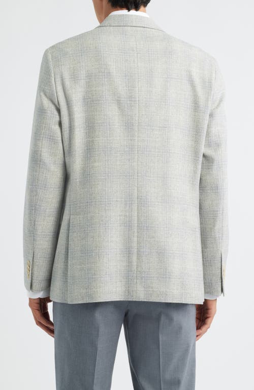 Jack Victor Midland Contemporary Fit Light Grey Deco Plaid Wool & Cashmere Sport Coat In Gray